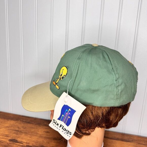 Six Flags 1997 Tweety Bird Vintage Hat Cap TM Warner Bros Looney Tunes 90’s Gree - Picture 6 of 12